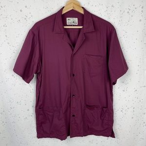 Bather Solid Burgundy Traveler Camp Shirt L